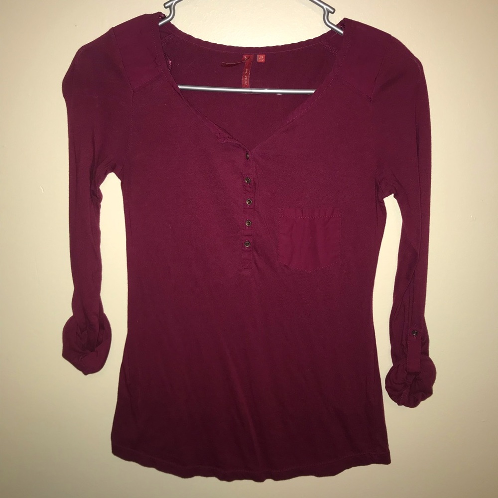 3/4 Sleeve Maroon Shirt
